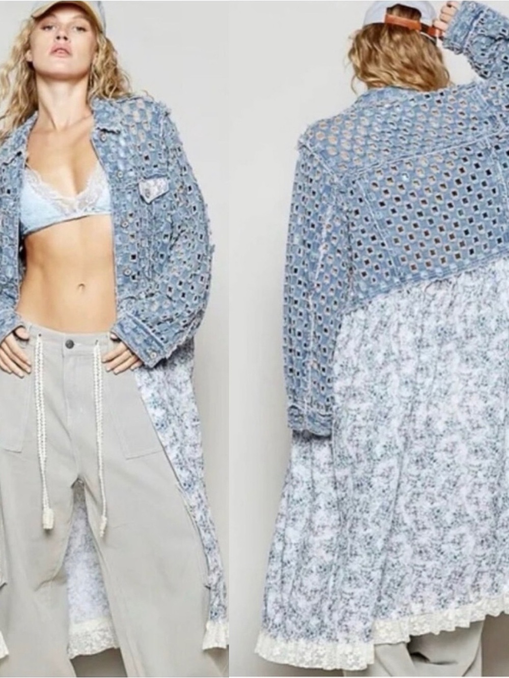 🍒 POL “ Boho Patch Duster “ Shacket Cardigan Coat | Denim